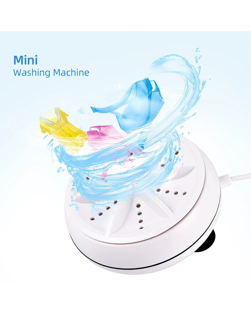 2 in 1 Ultrasonic Turbo Washing Machine Portable Travel Washer Air Bubble And Rotating Mini Ultrasonic Washing Machine