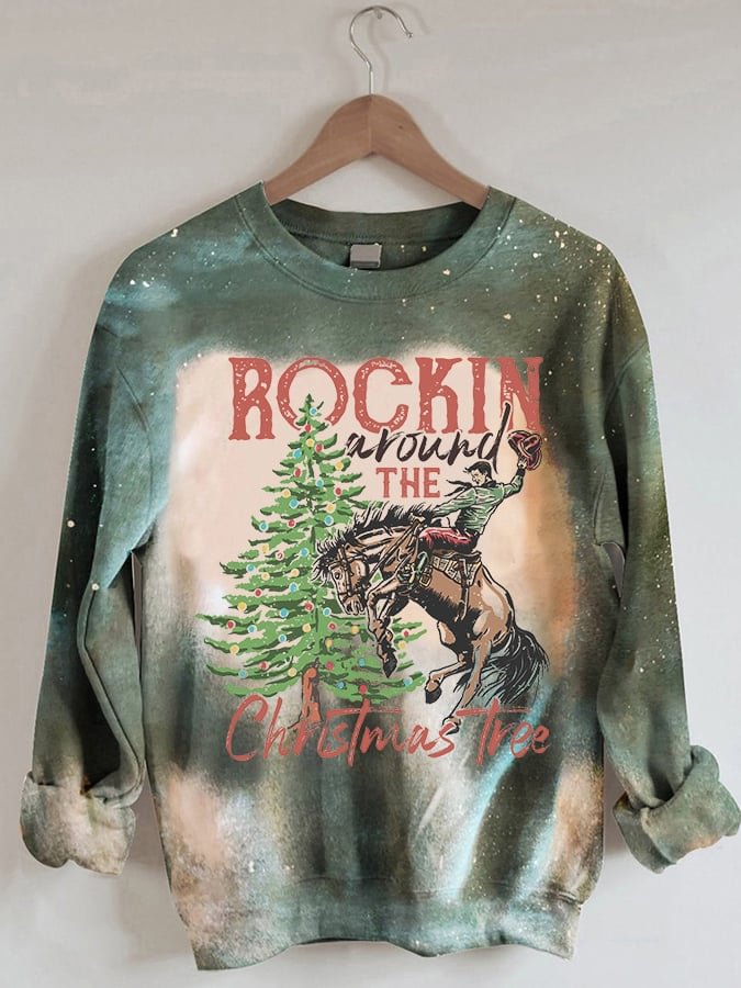 Women's Rockin Around The Christmas Tree Print Sweatshirt