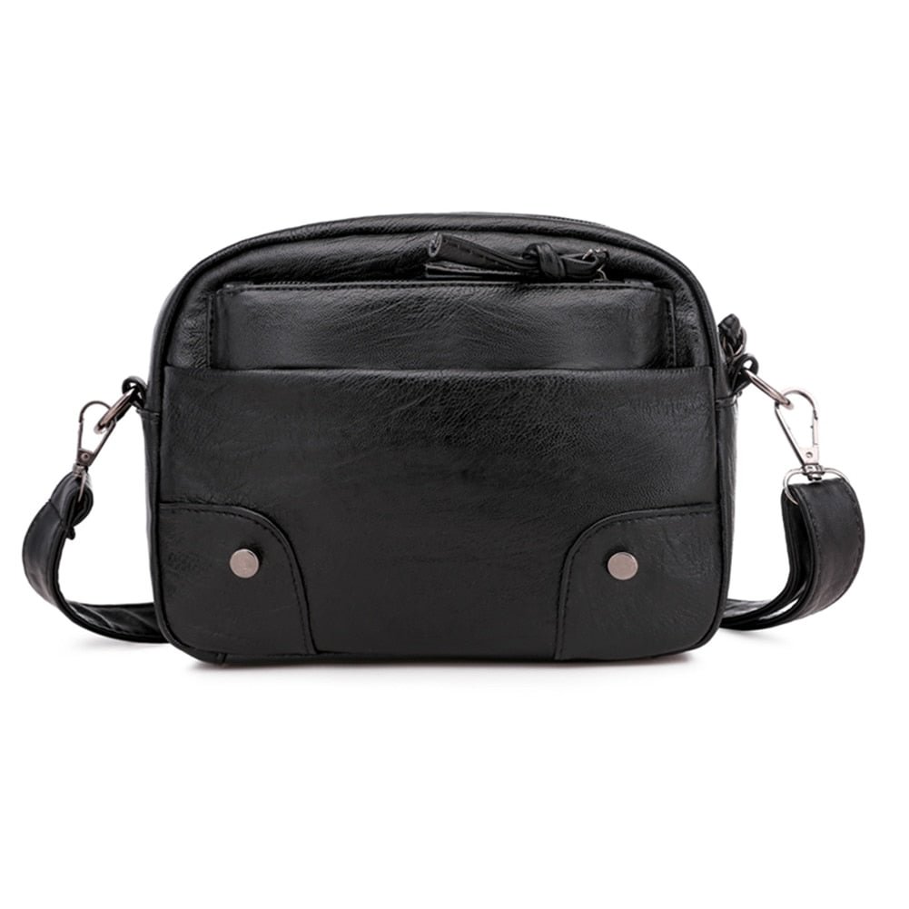Fashion Girls Soft Leather Crossbody Bag Casual Mummy Women Shoulder Handbag Multi-pocket Totes Shopping Street Messenger Purse