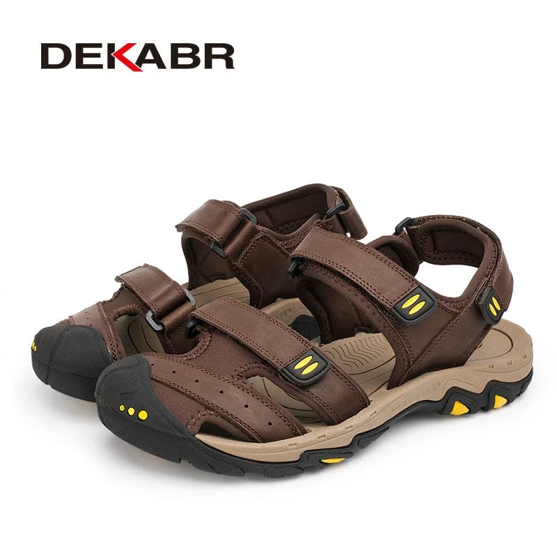 DEKABR Genuine Leather Men Shoes Summer New Large Size Men's Sandals Men Sandals Fashion Sandals Slippers Big Size 38-47