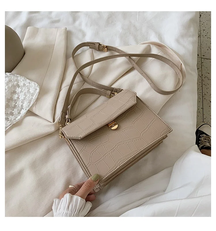 SWDF Stone Patent White Crossbody Bags For Women 2022 Small Handbag Small Bag PU Leather Hand Bag Ladies Designer Evening Bags