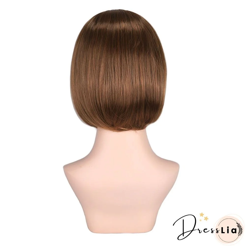 Chemical Fiber High Temperature Silk Women's Medium Split Short Straight Hair