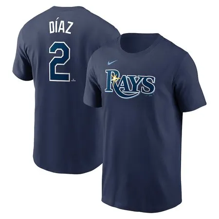 Men's Tampa Bay Rays #2 Yandy Diaz  Navy Fuse Name & Number T-Shirt