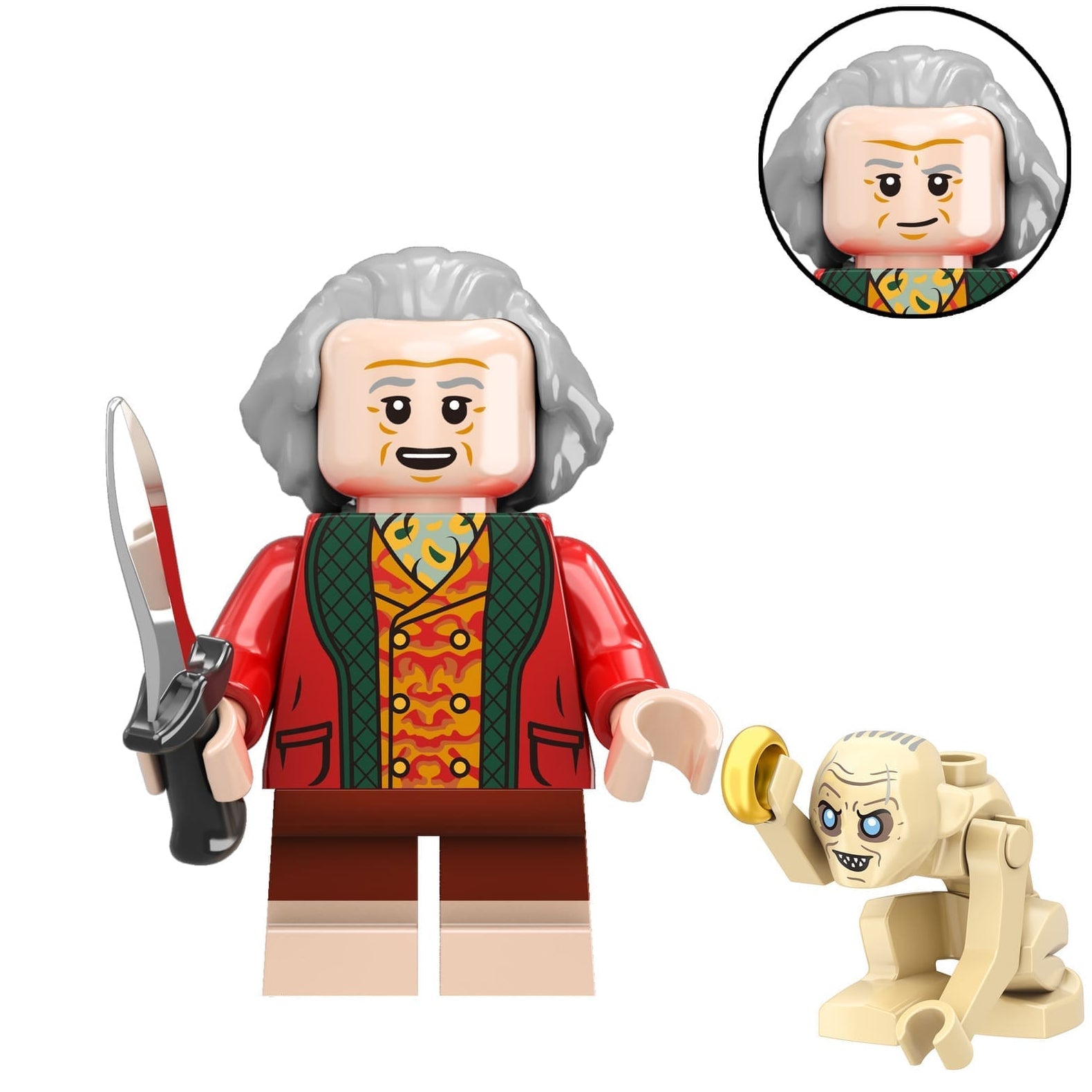 Bilbo Baggins (Old) Custom Lord of the Rings Minifigure Minifigure Bricks monstertoys