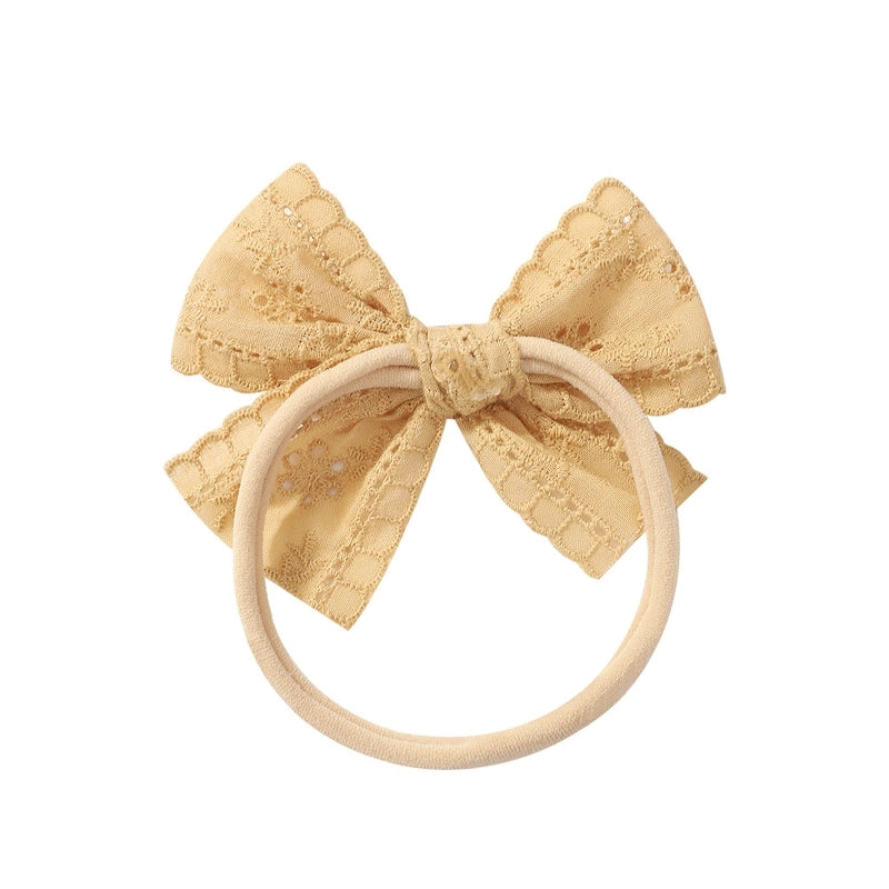 Baby Lace Hollow Soft Elasticity Traceless Hair Band Baby Bow Headband Princess Hair Accessories 3674