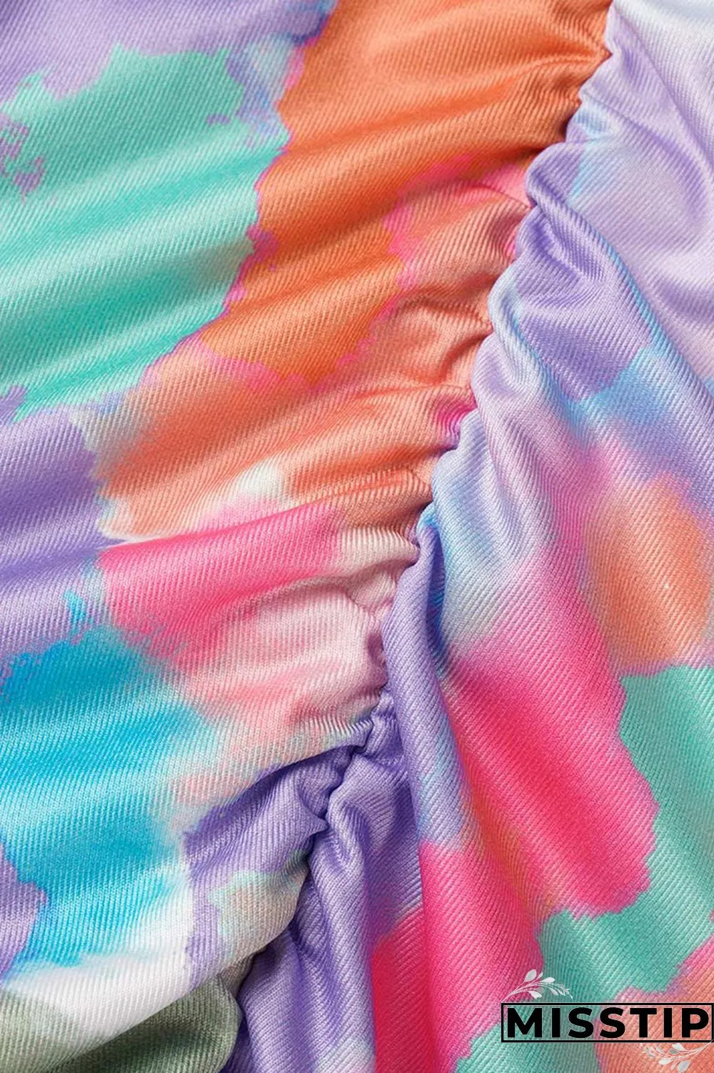 Multicolor Sexy Casual Print Bandage Fold Turtleneck Sleeveless Two Pieces