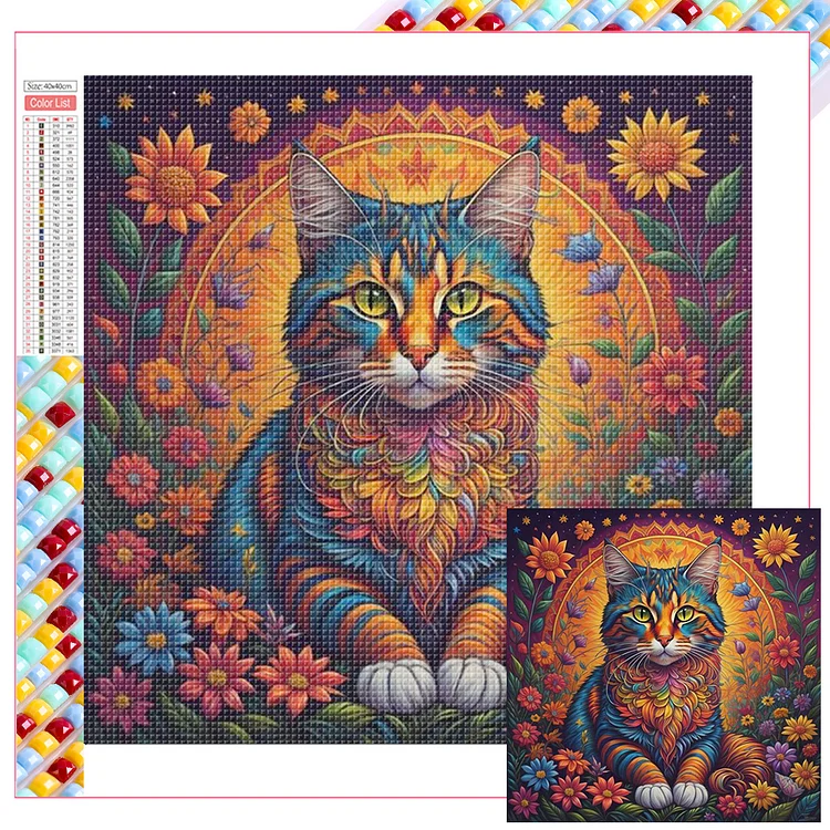 Color Cat 40*40CM (Canvas) Full Square Drill Diamond Painting gbfke