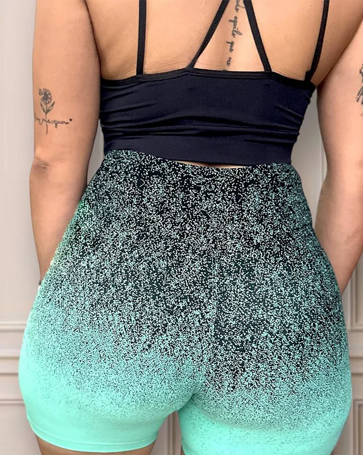 Gradient Starry Colorful Yoga Shorts