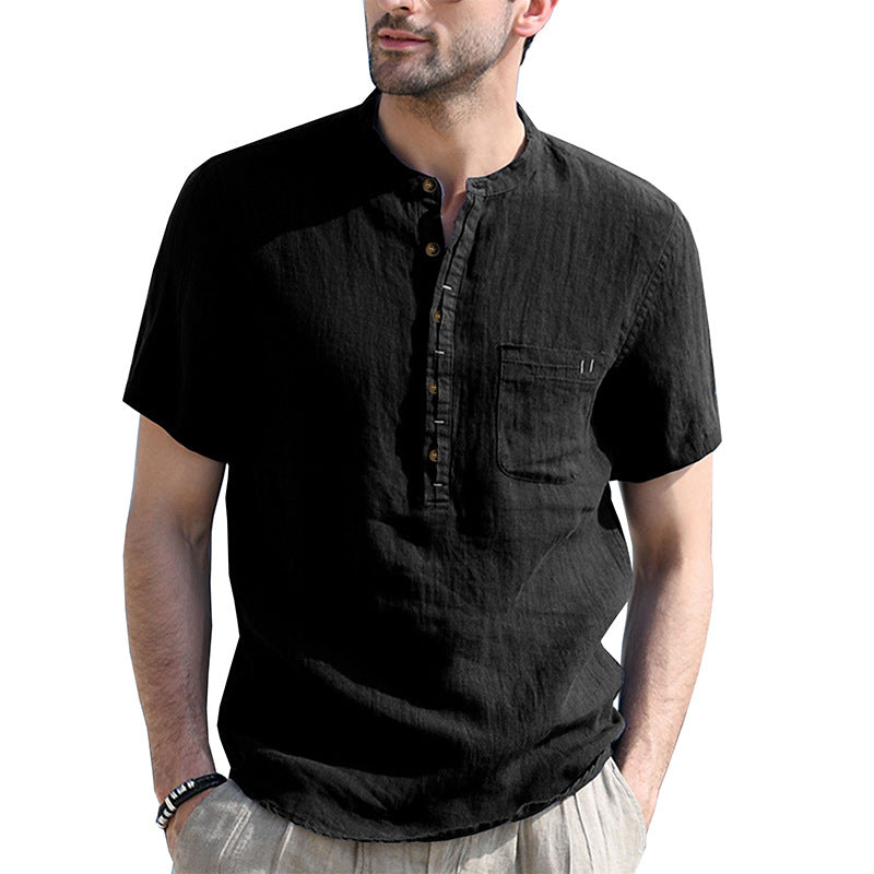 Corywear Men's Cotton Linen Casual Loose Button Shirt