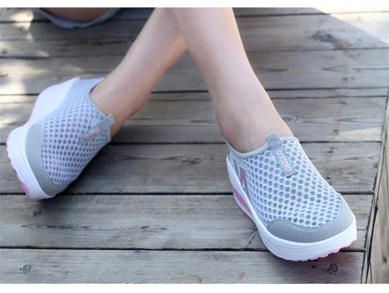  Women Summer Outdoor Shoes Spring Summer Autumn Lace Up Slimming Shoes Swing Shoes Women Walking Shoes Comfortable Breathable