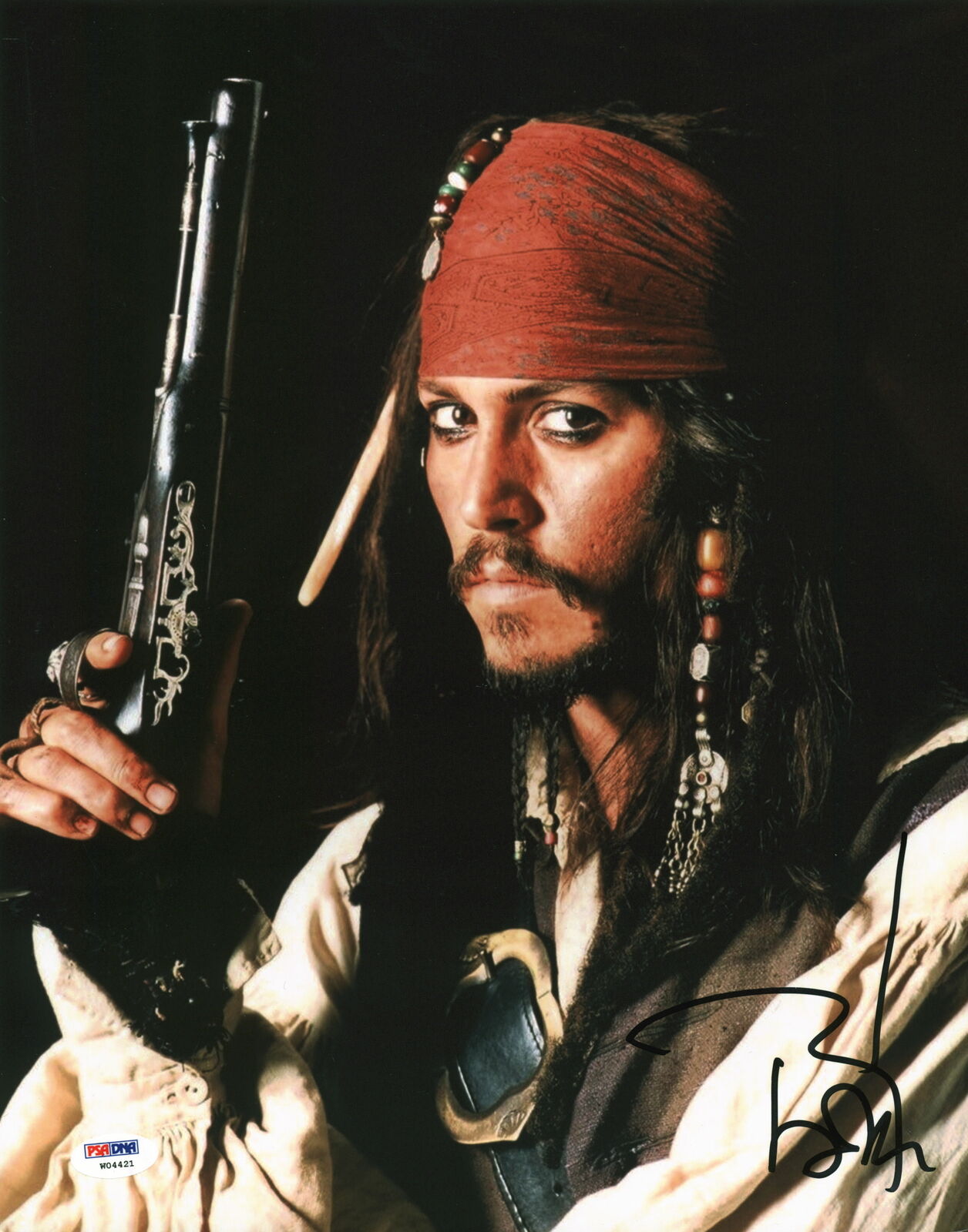 Johnny Depp Pirates Of The Caribbean Signed 11x14 Photo Poster painting Auto 10! PSA/DNA #W04421