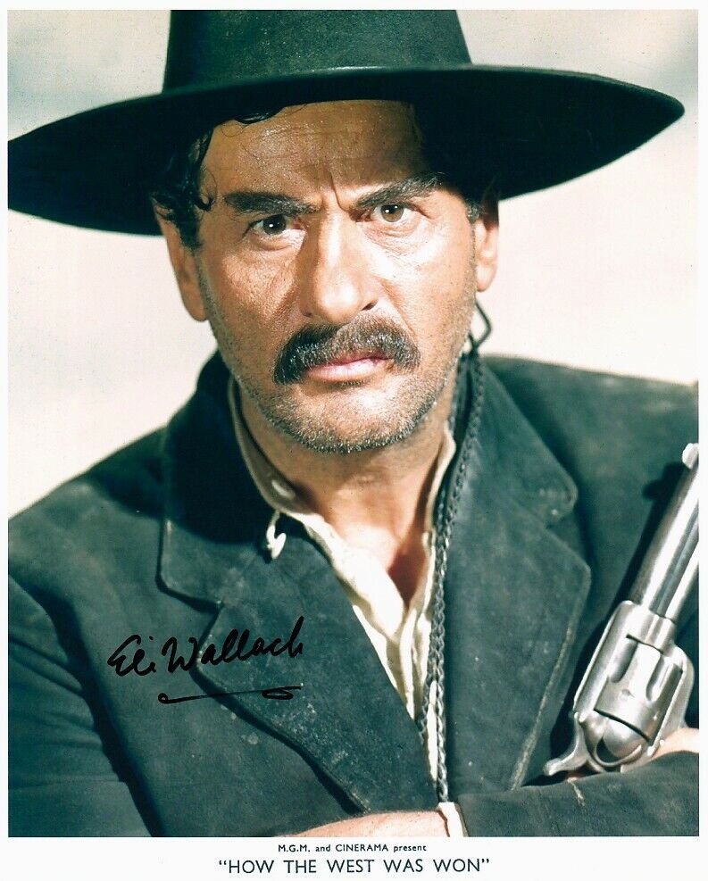 ELI WALLACH signed HOW THE WEST WAS WON 8x10 w/ coa OUTLAW CLOSEUP WITH REVOLVER