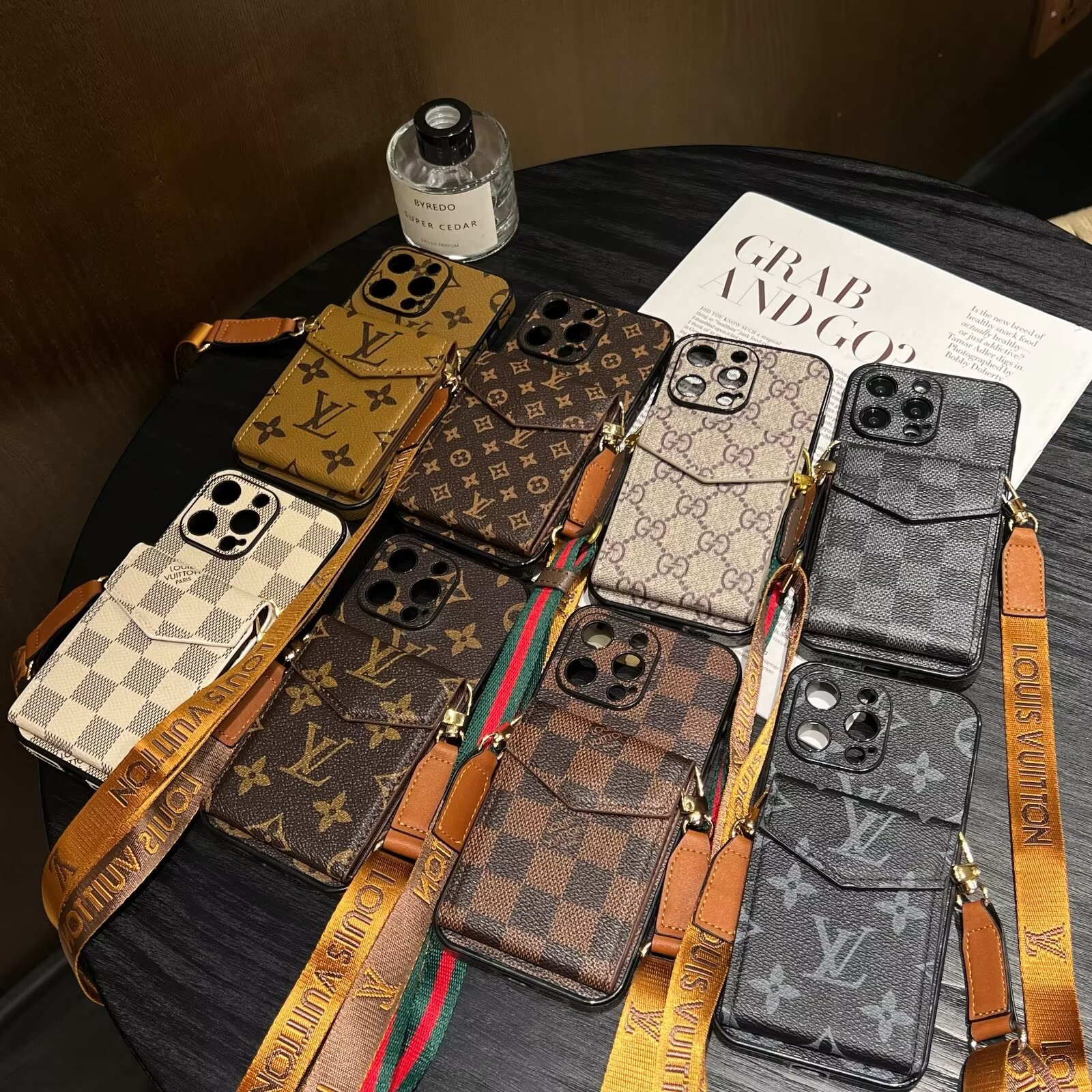 Elegant LV crossbody monogram canvas wallet Gucci Ophidia GG Apple iPhone case