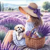 Girl And Puppy In Flower Field-11CT Stamped Cross Stitch 40*40cm/15.75*15.75in