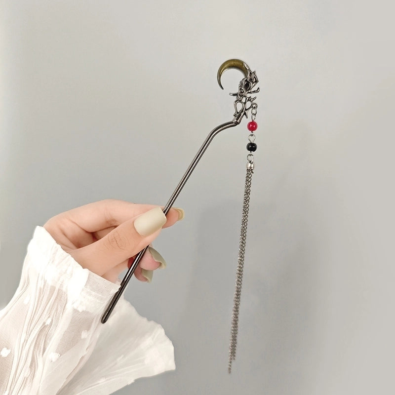 Women’s Chinoiserie Retro Flower Butterfly Fish Tail Alloy Tassel Inlay Pearl Hairpin