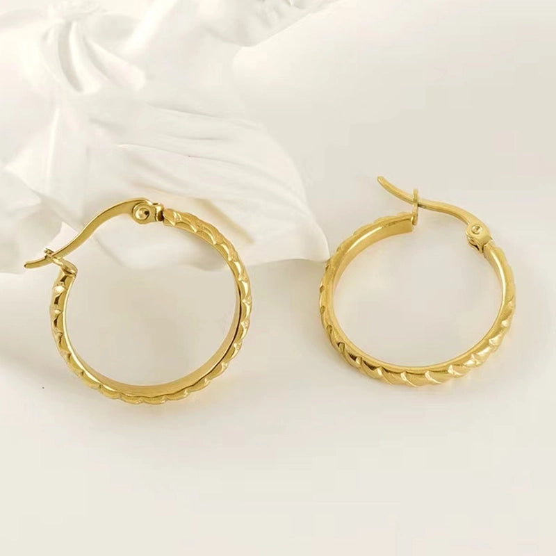 1 Pair Elegant Minimalist Solid Color 304 Stainless Steel 18K Gold Plated Stainless Steel Earrings