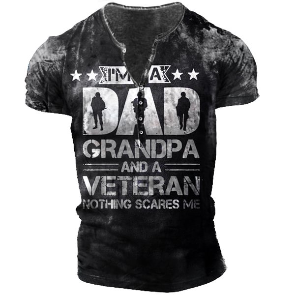 I'm A Dad Grandpa And A Veteran Nothing Scares Me Men's Retro T-Shirt-Compassnice®