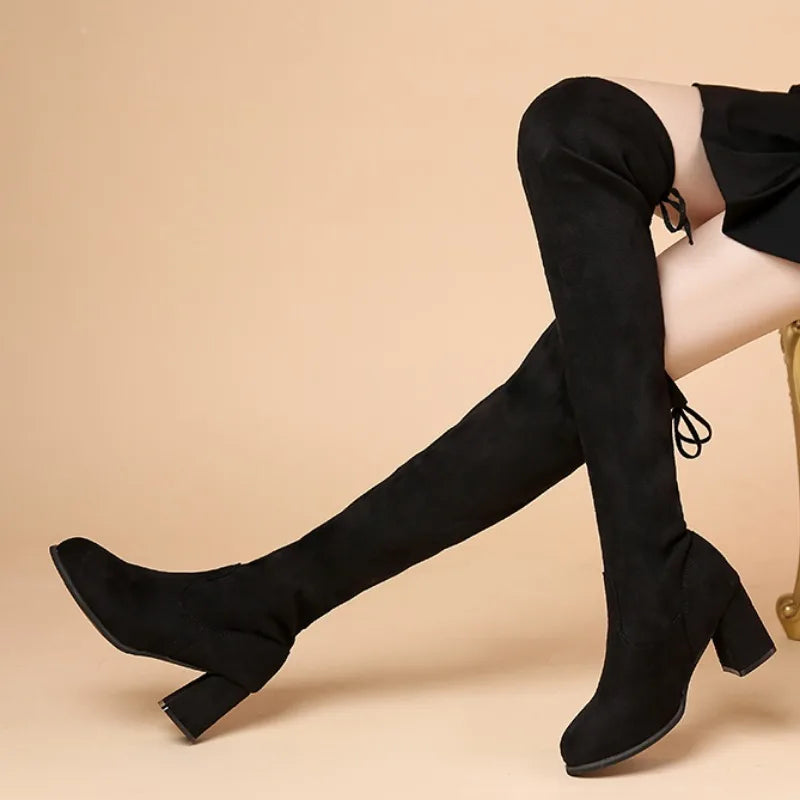 Autumn Winter Sexy Women Over The Knee Boots Elastic Force Platform Ladies Boots Fashion Female Shoes Women's Long Boots Aiertu