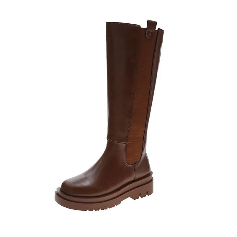 2021 NEW Winter Long Elastic Band Women's High Boots Knee-High  Luxury Chelsea Boots Women Ankle Boots Chunky Platform Shoes