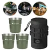 3Pcs 300ml Outdoor Camping Cup with Storage Bag Beer Wine Cup for Picnic (Green)