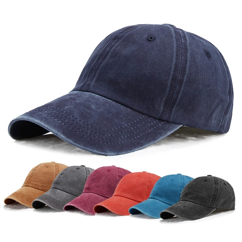 Hat Men's Summer Washed Denim Baseball Cap Old Vintage Solid Color Light Plate Cap Soft Top Curved Eave Sunhat