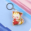 Bead Embroidery - 2Pcs Strawberry Cat Bead Cross Stitch Keychain Kit