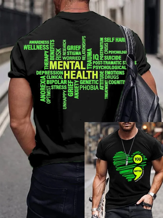 Men'S Mental Health Awareness Print Casual T-Shirt socialshop