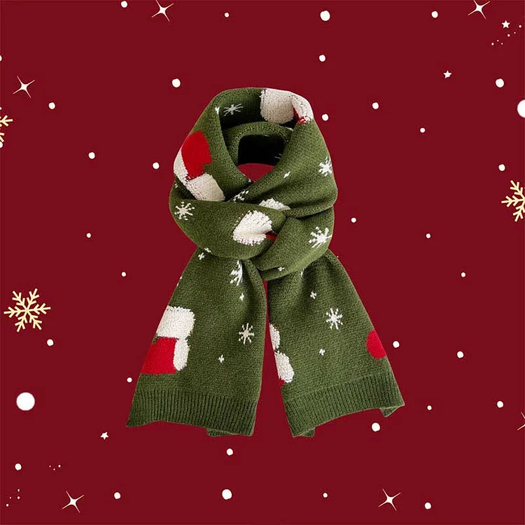 Christmas Stockings Snowflake Pattern Scarf Warm - Modakawa Modakawa