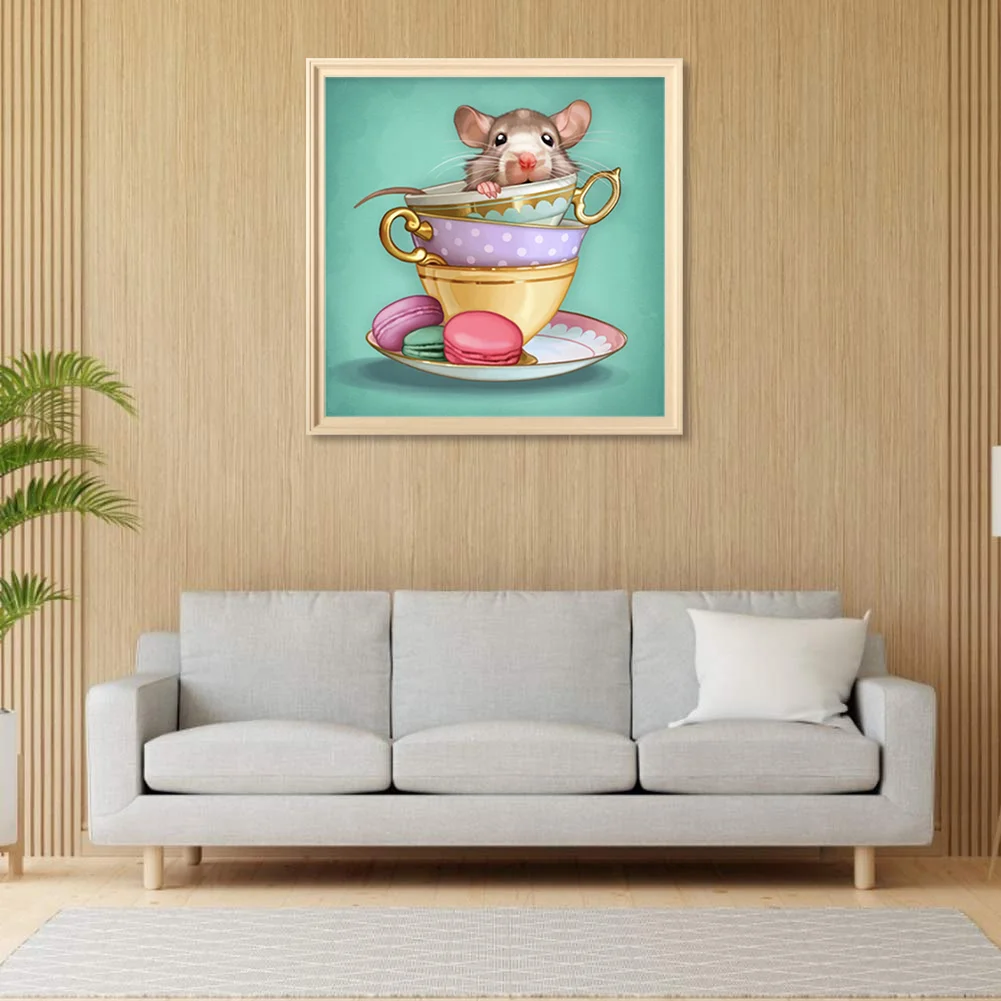 Full Round Diamond Painting 30*30cm - Teacup Mouse