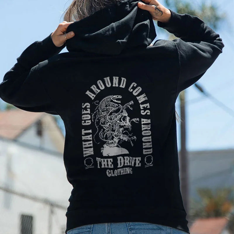 WHAT GOES AROUND COMES AROUND  Black Print Hoodie
