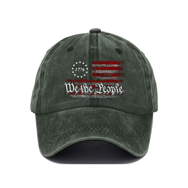 Vinage We The People 1776 Flag Print Baseball Cap