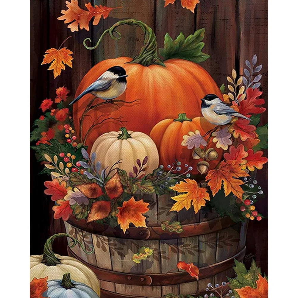 11CT Full Counted Cross Stitch - Pumpkin Bird(Canvas|40*50cm)