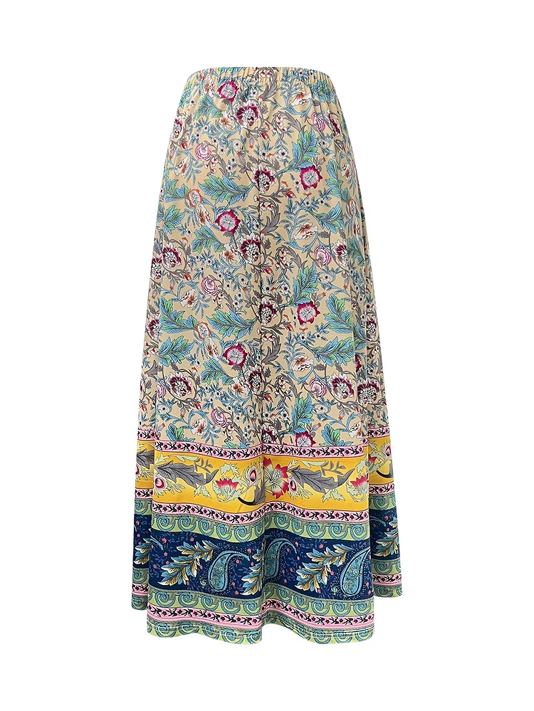 New Spring/Summer Fashion Ethnic Style Floral Printed Women's Skirt