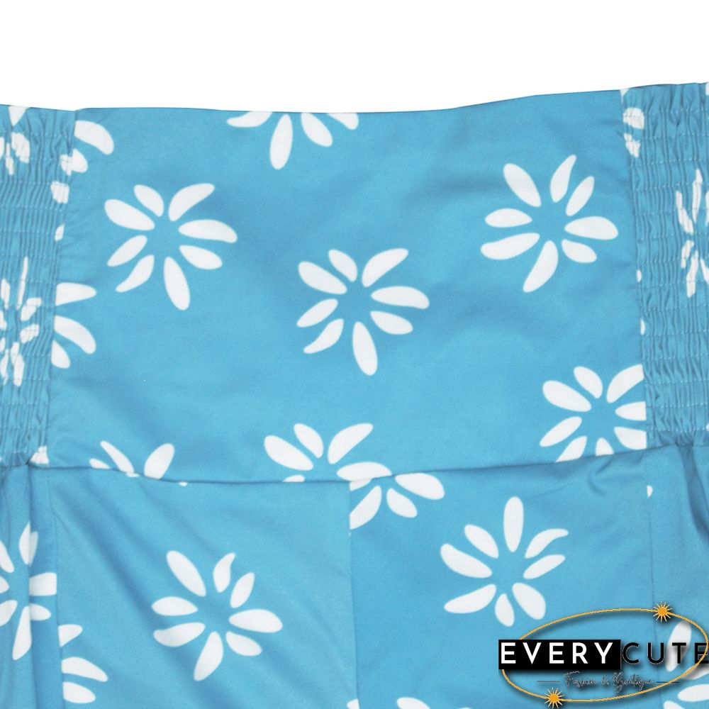 Aquamarine Digital Print Tie Waist Beachwear Wide Leg Pants