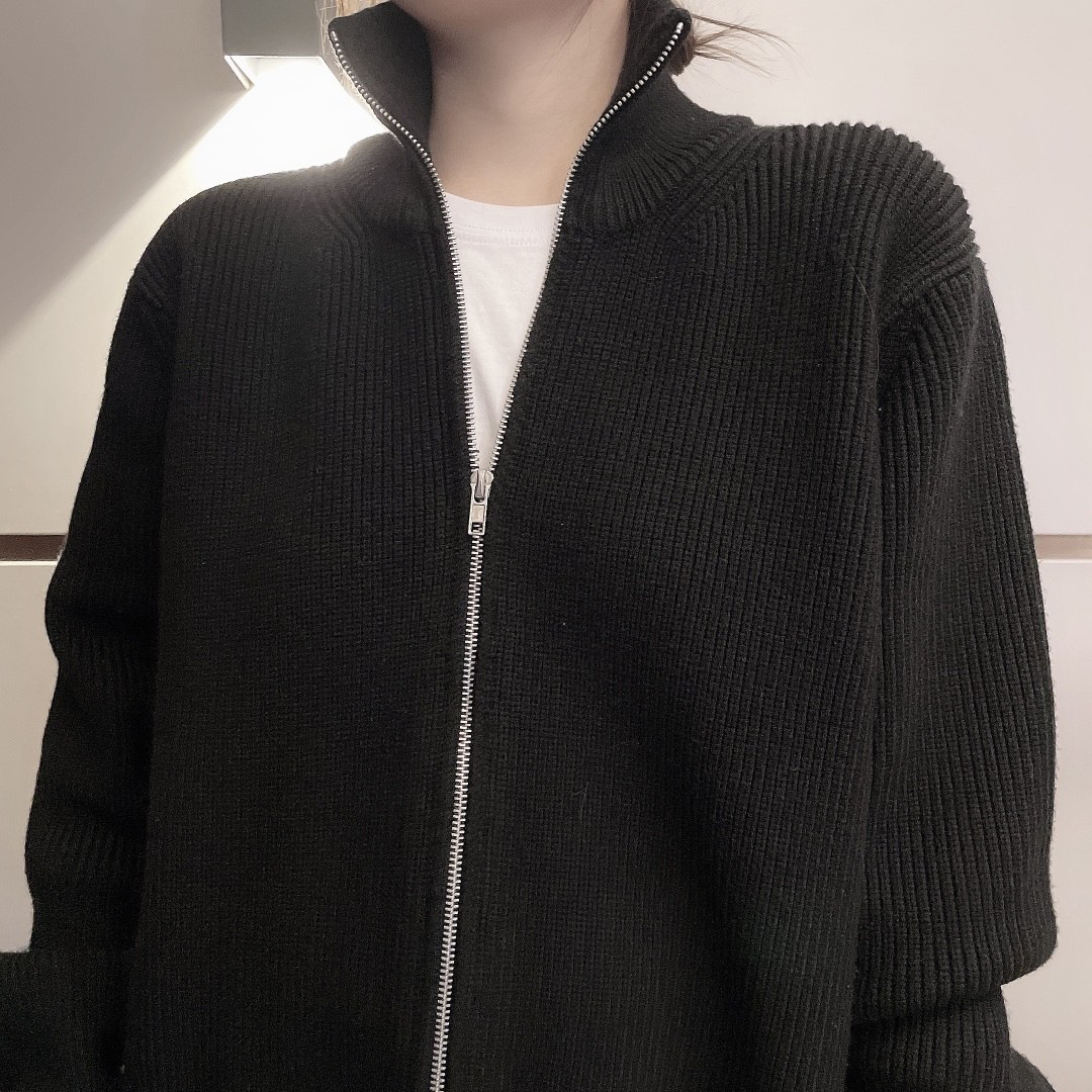 Aonga winter outfits men Turtleneck Zipper Wool Cardigan Sweater Clean Fit Style Casual Solid Color Couple Coat aonga