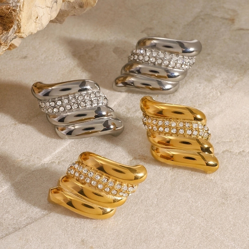 1 Pair Minimalist Classic Style Geometric 304 Stainless Steel Ear Studs