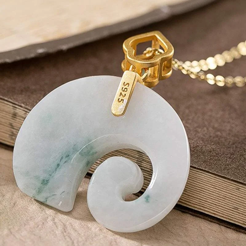 925 Sterling Silver Jade Elephant Abundance Necklace Pendant