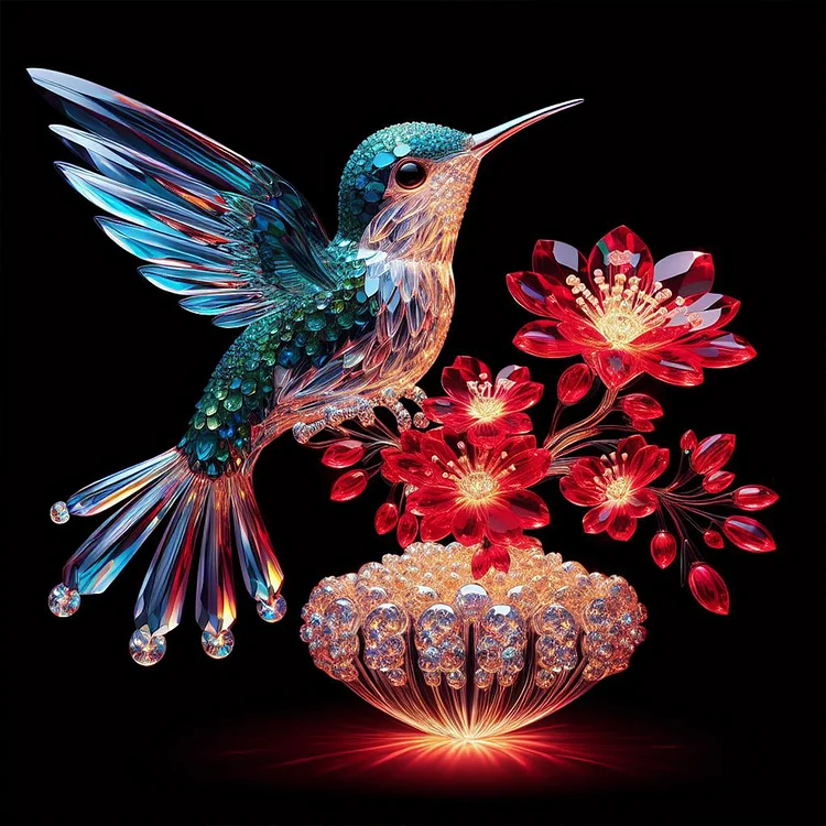 Full Round Diamond Painting - Bird Holding Flower In Mouth 30*30CM