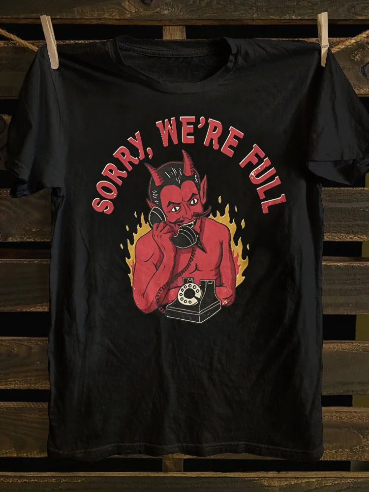 Teecade Teecade Sorry We're Full Devil Print T-shirt