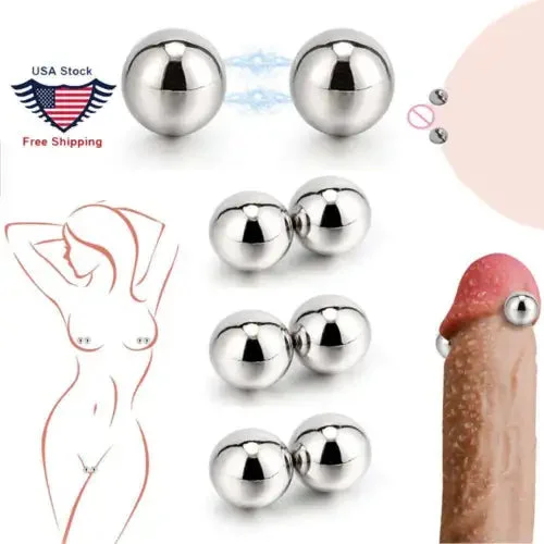 pornhint Pornhint 10mm Magic Ball Nipple Clamps Powerful Magnetic Orbs BDSM Bondage Adult Sex Toy