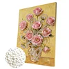DIY Pearl Painting Pink Roses for Home Wall Decor with Frame(40x30cm)