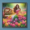 Tulip Garden Beaded Lady Special Shaped 5D DIY Partial Drill Diamond Painting Kits for Adults Beginners Home Decor Diamonds Dots Gem Art Kits Diamond Dots Paintings 11.81 X11.81inch