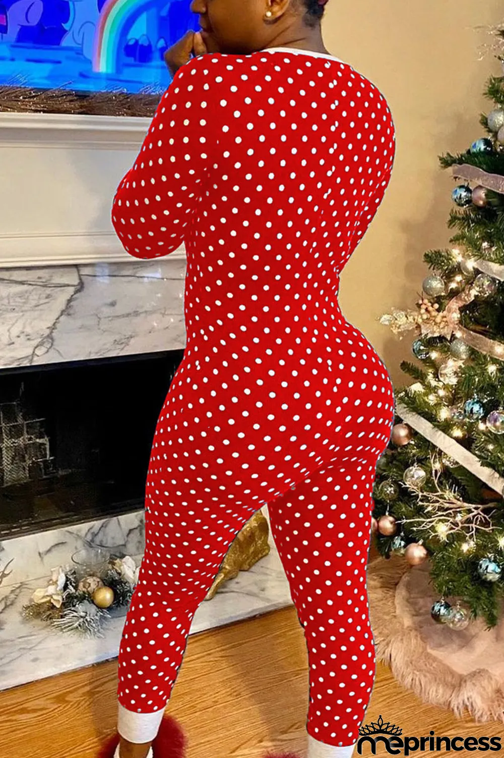 Red Sweet Print O Neck Regular Jumpsuits