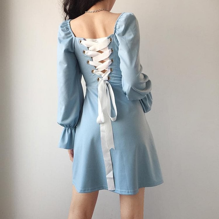 Blue/Pink/Black/White Backless Bandage Short Dress SP14488