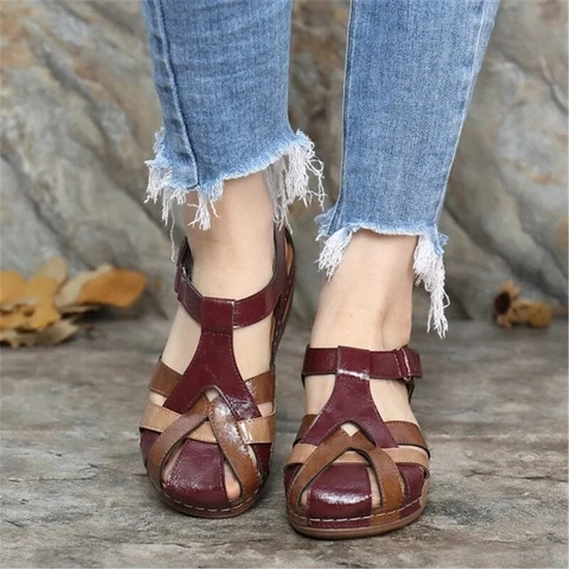 Women Sandals Round Head Wedges Women Shoes Casual Non-Slip Platform Slippers Hoop Loop Gladiator Shoes Summer Platform Sandals