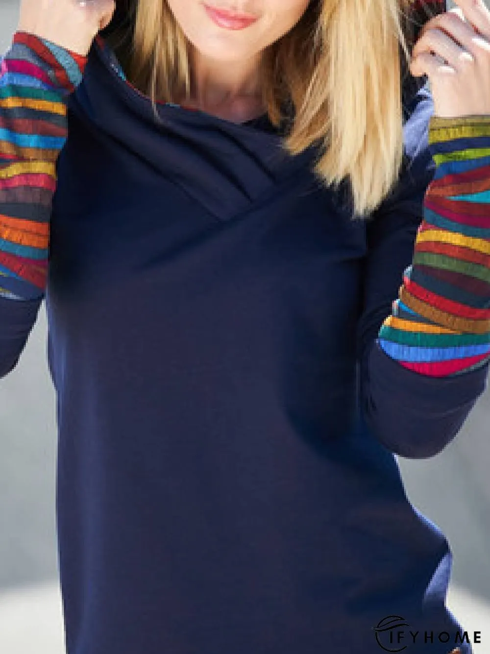 Hoodie Casual Long Sleeve Color-Block Sweatshirt | IFYHOME
