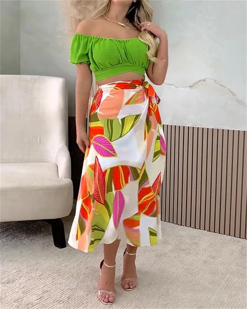 Women's Casual Printing Two Piece Suit