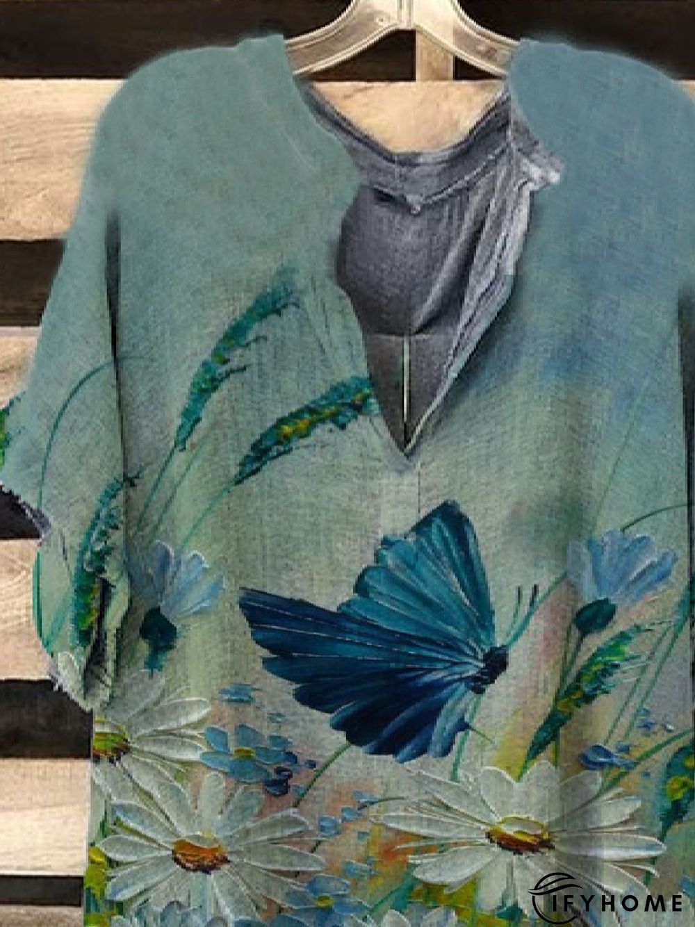 Vintage V neck Short Sleeve Tops | IFYHOME