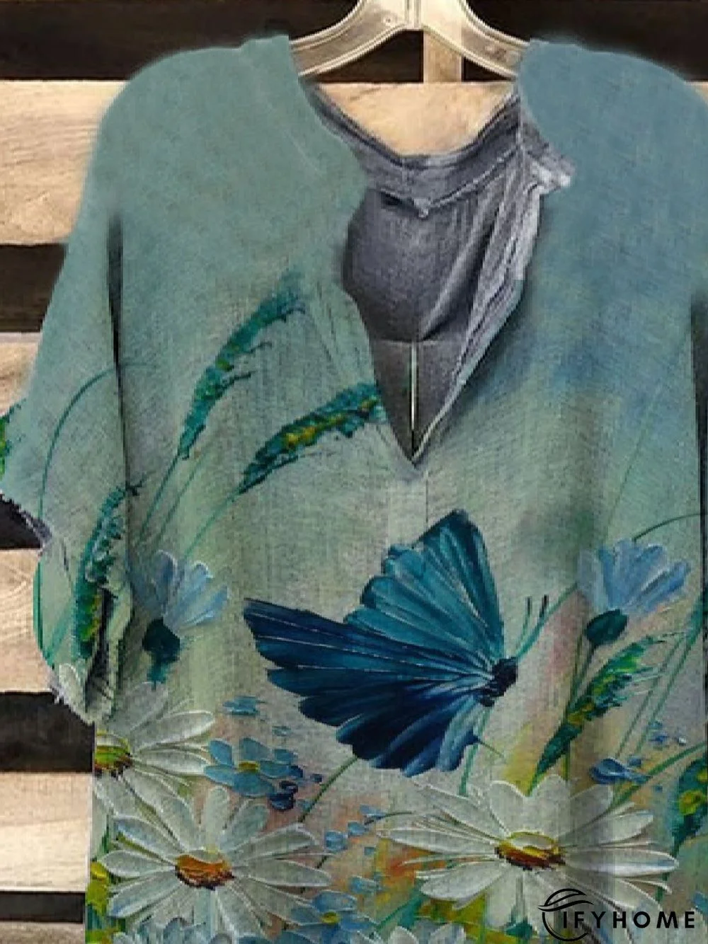 Vintage V neck Short Sleeve Tops | IFYHOME