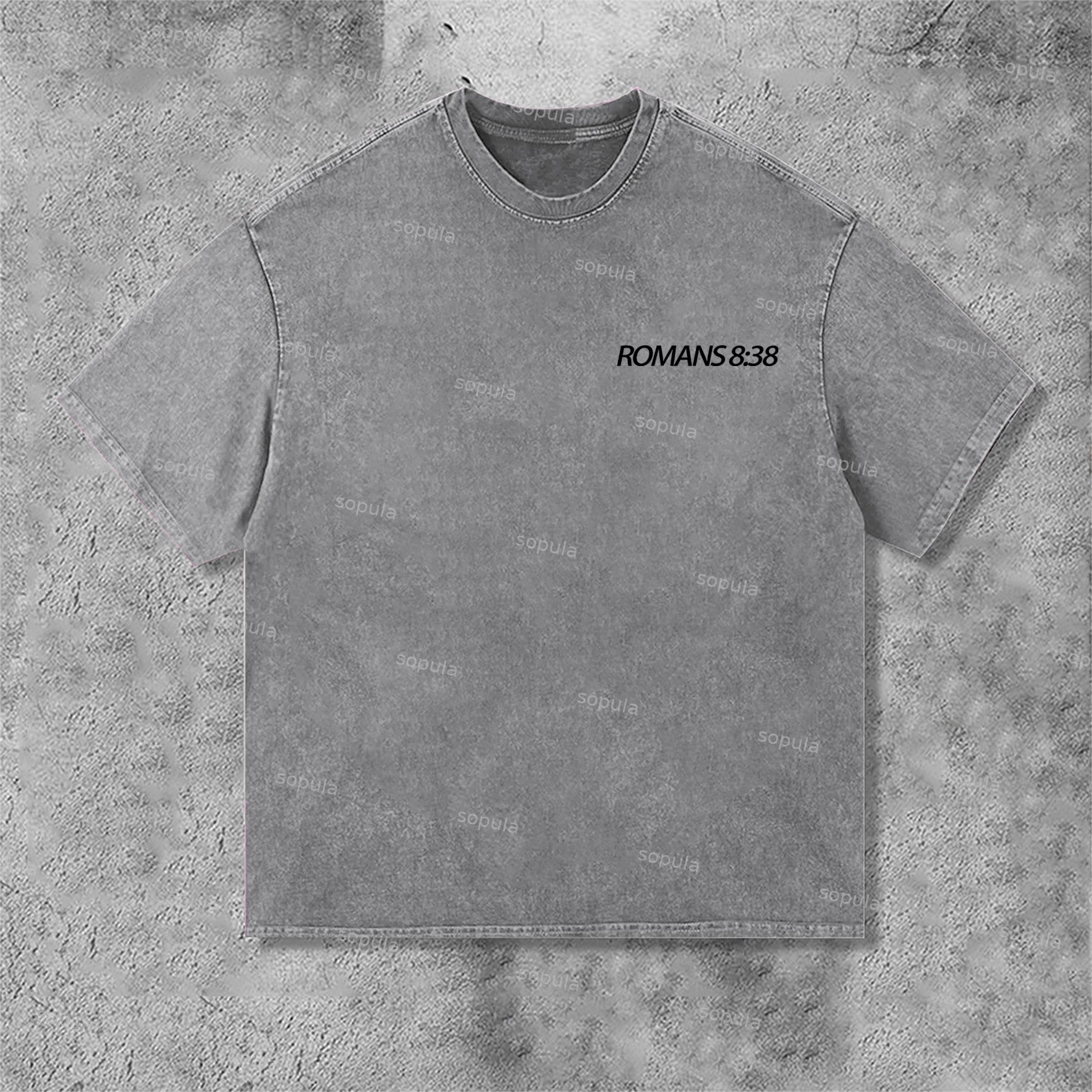 Romans 8 38 Faith Over Fear Graphic Print Acid Washed T-Shirt - Sopula｜Premium Graphic Tees & Graphic Clothing